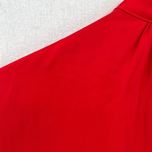 ZADIG AND VOLTAIRE Tink Satin Shirt Womens Medium Red Long Sleeve Split Neck Top - Picture 16 of 16